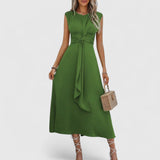 Пенелопа - Въздушна макси рокля без ръкави с ласкаво кръгло деколте