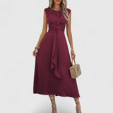 Пенелопа - Въздушна макси рокля без ръкави с ласкаво кръгло деколте