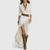 Клеоники - Дълга ленена рокля с дискретна елегантност и естествен комфорт