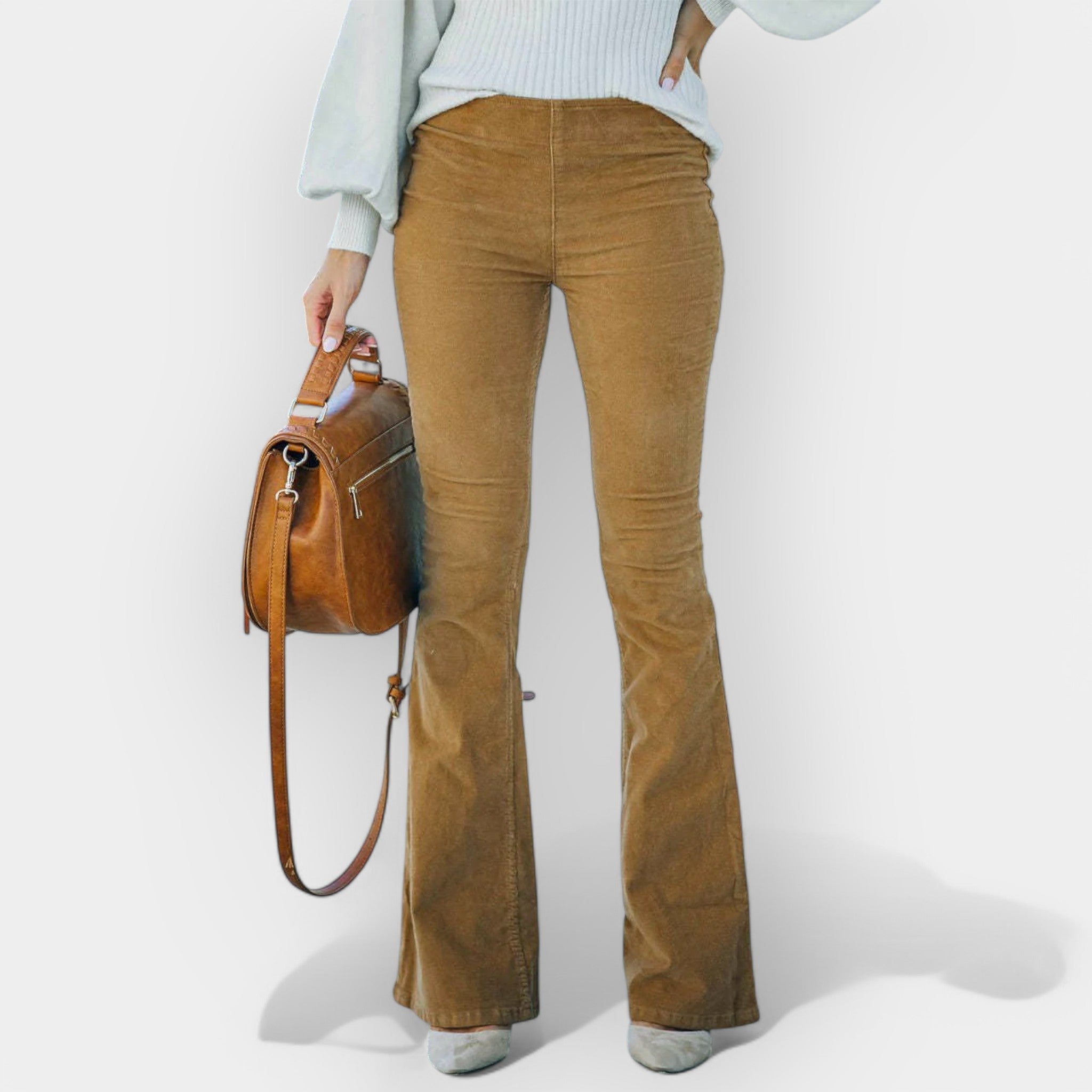 Висок талия панталон с широки крачоли