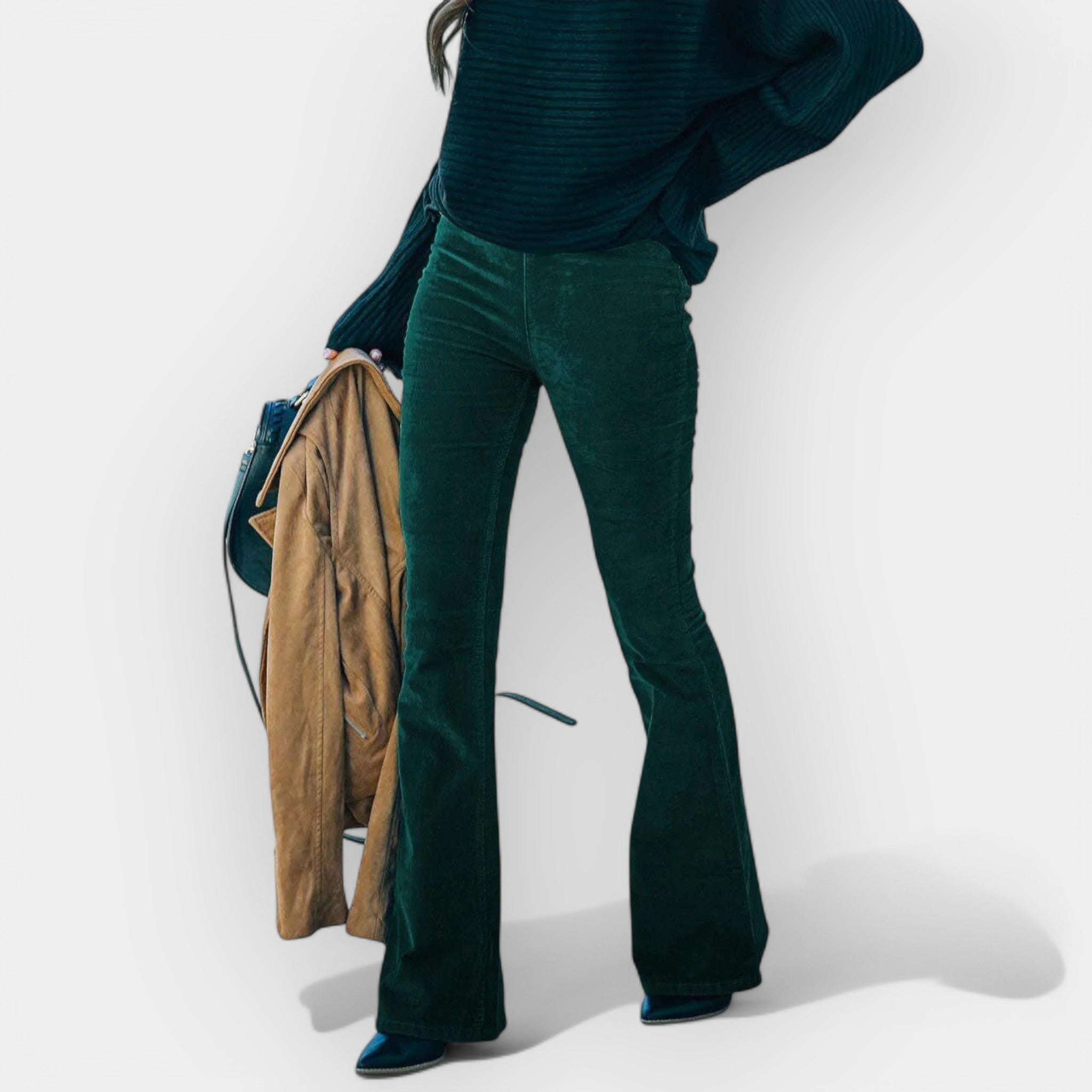 Висок талия панталон с широки крачоли