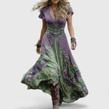 Лаодикия - Елегантна и свободна есенна рокля с цветни мотиви