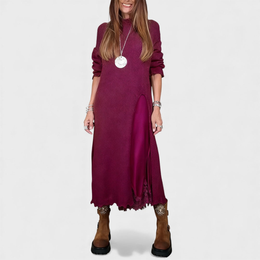 Лена - елегантна дълга плетена рокля